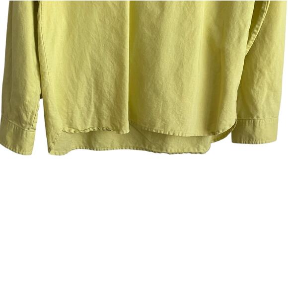 Talbots Women Top L Chartreuse Linen Cotton Sustainable Office Preppy Coastal - Picture 5 of 9